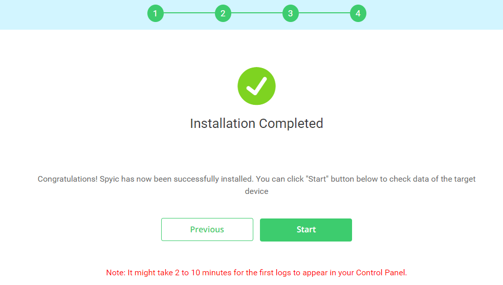 Finish installation Spyic spying software