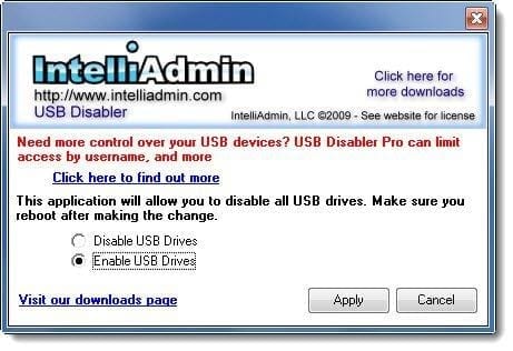 Intelliadmin USB Disabler