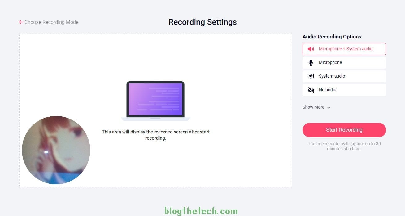 RecordCast recording settings