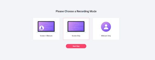 Choose a recording mode on Recordcast