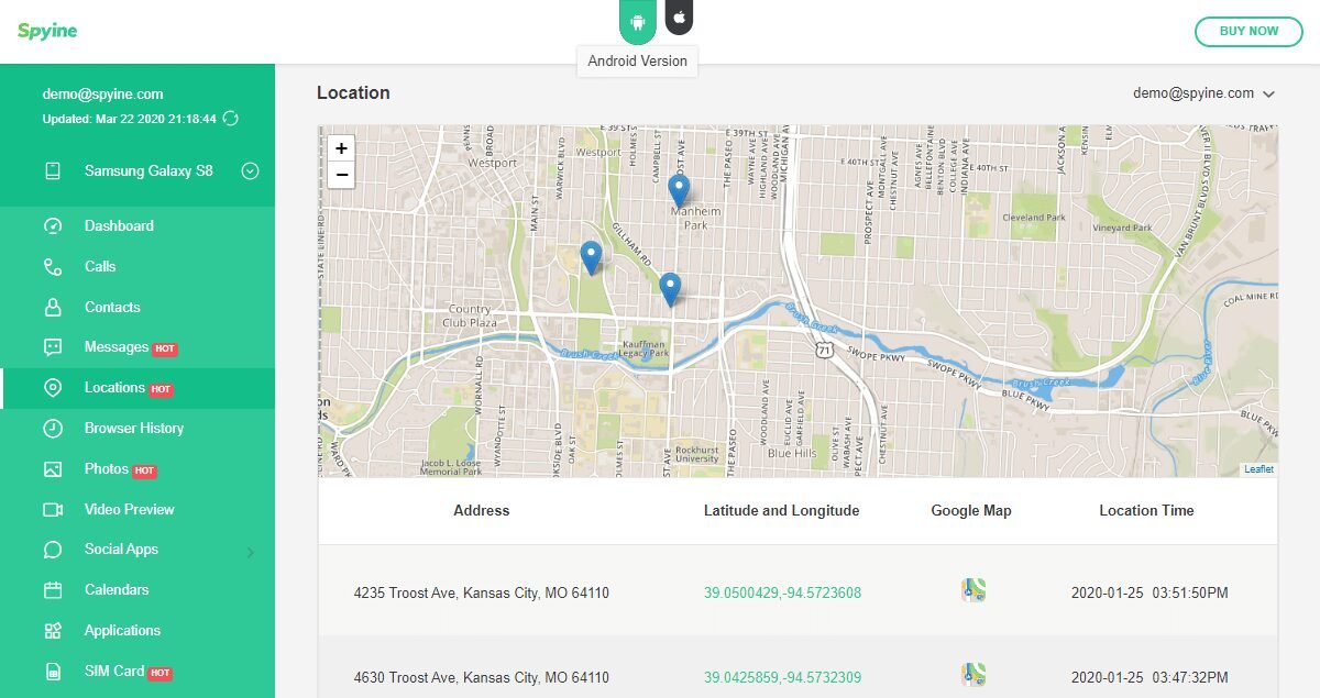 spyine track cell phone location