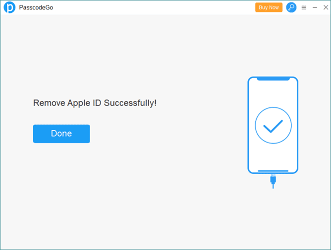 Remove Apple ID SucessfullyPasscodeGo