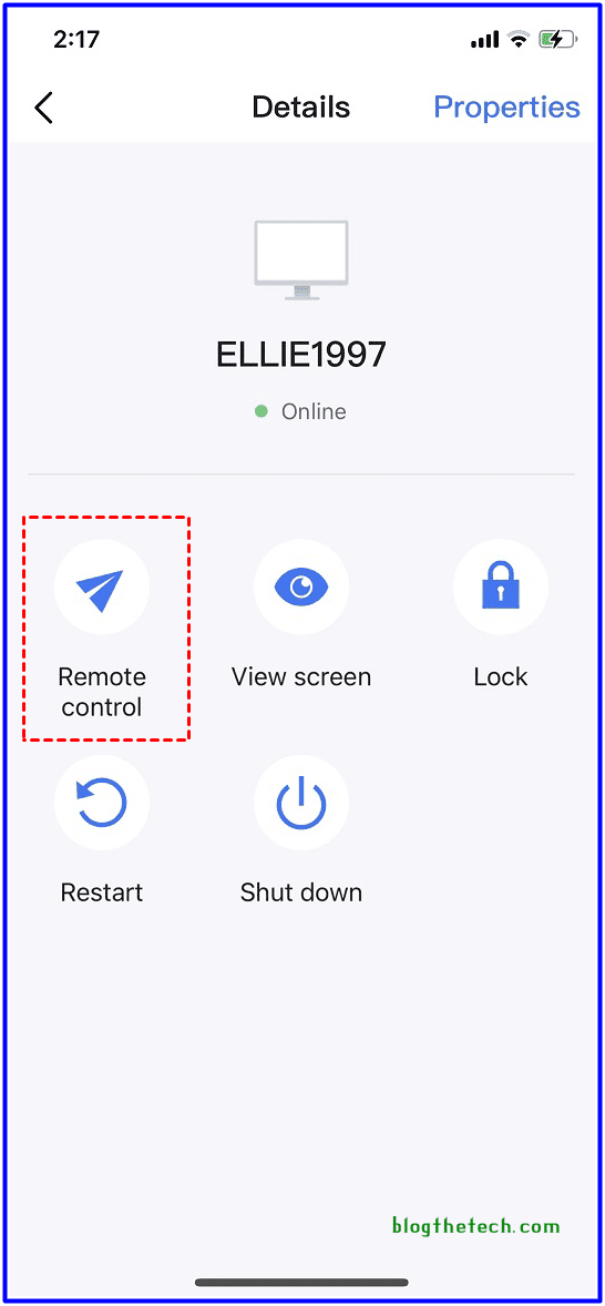 Remote control PC through Anyviewer on iPhone