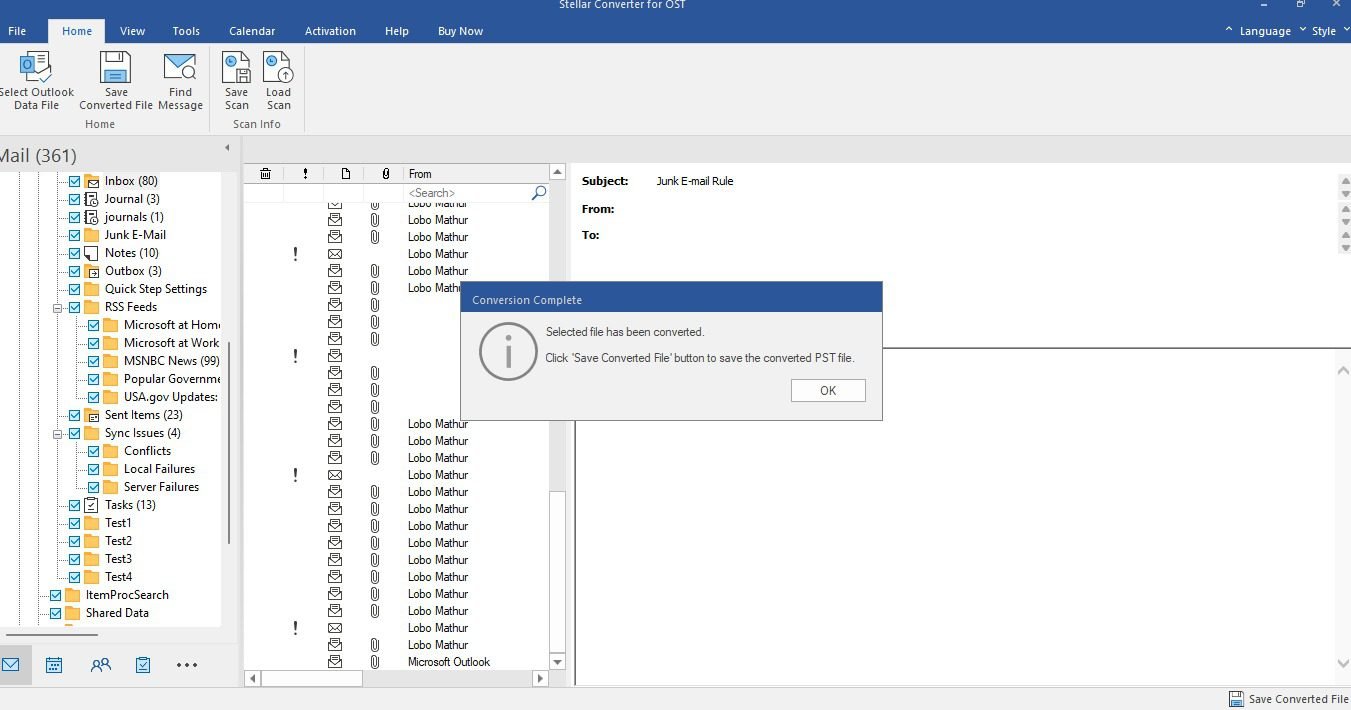 Converting Selected File in Stellar Converter